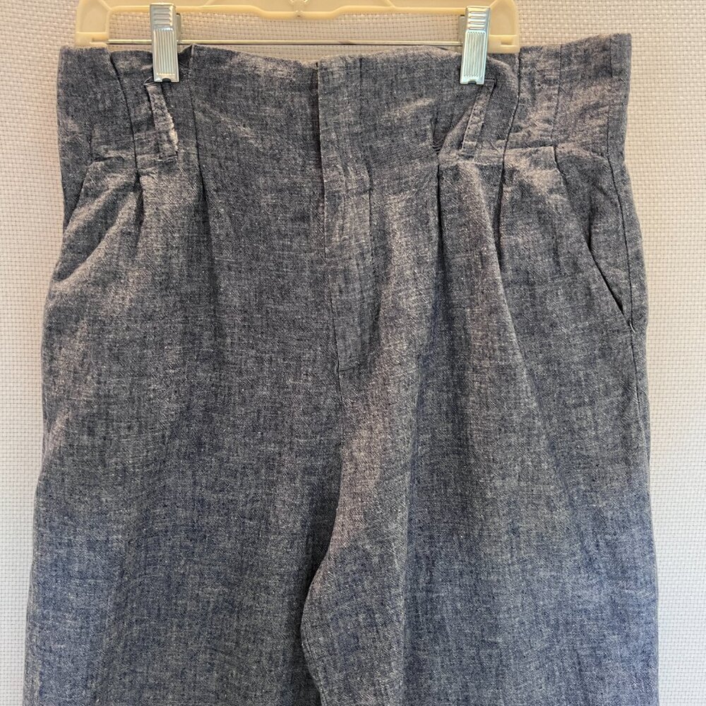 H&M Women’s Linen Blend Pants‎ Blue Size 6 High Rise Wide Leg L.O.G.G (READ)